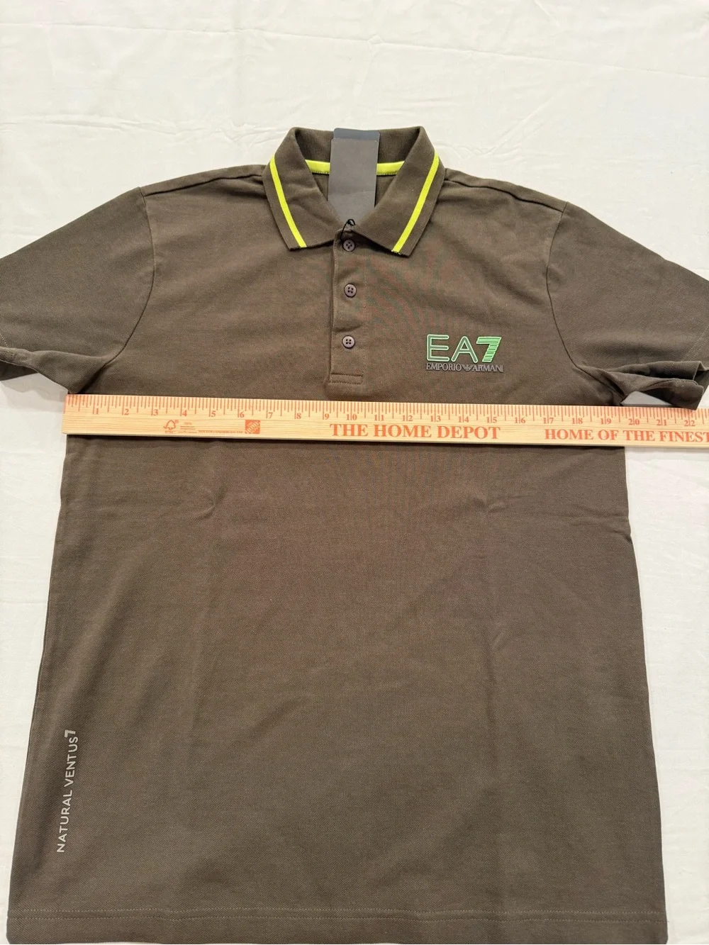 Emporio Armani EA7 Brown Polo with Neon Green Trim